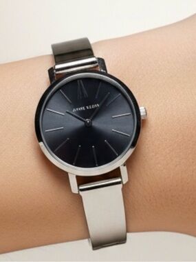 Anne Klein Womens Grey Dial Silver-Tone Bangle Bracelet Watch